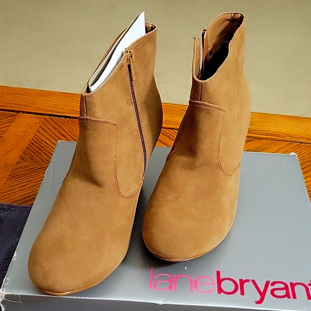 Brown suede booties from Lane Bryant never worn.